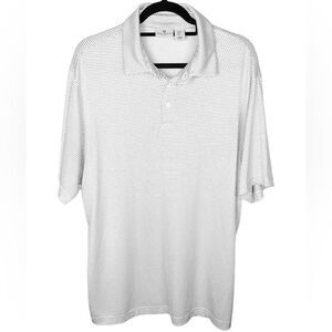 Rorie Wheelan Golf Men’s Sz Lrg White Blue Polka Dot Athletic Sports Polo Shirt
